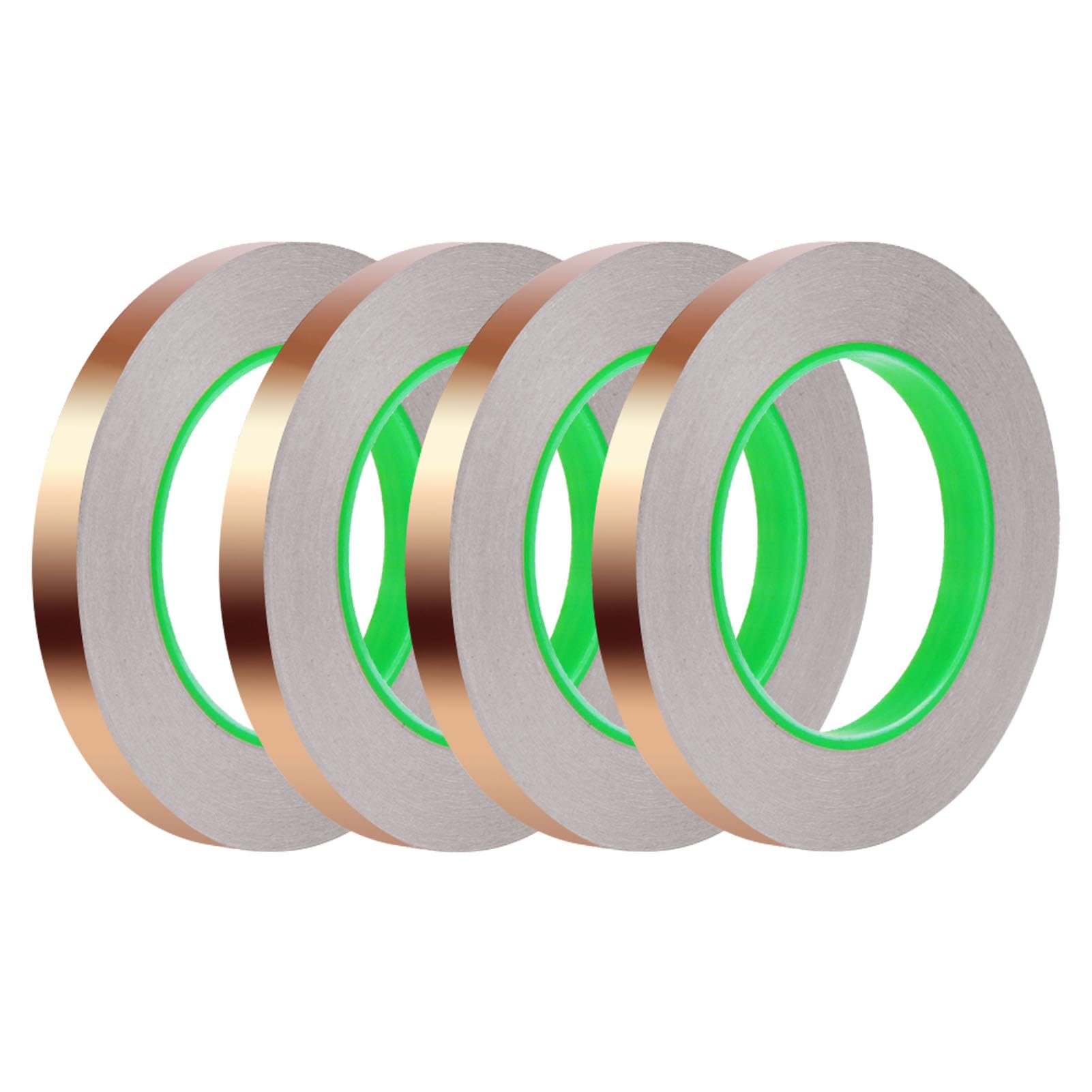Oubaka 4pcs Copper Foil Tape, (1/2inch X 66 FT) Copper Tape with Double-Sided Conductive for Guitar & EMI Shielding, Paper Circuits, Electrical Repairs, Soldering, Grounding, DIY Crafts