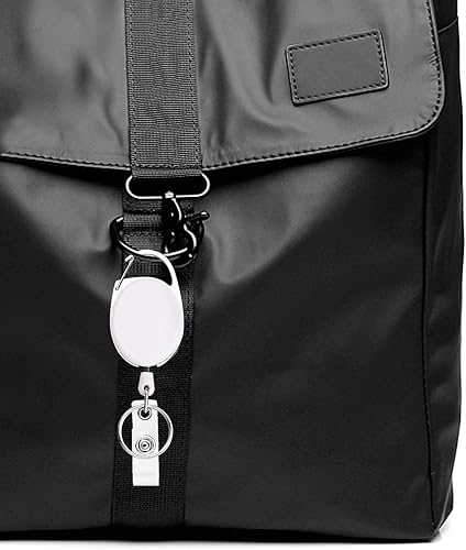 Miniatura 10 de Soporte retráctil para tarjetas de identificación, con clip de carrete de mosquetón y llavero para tarjetas de identificación, llavero, color azul,