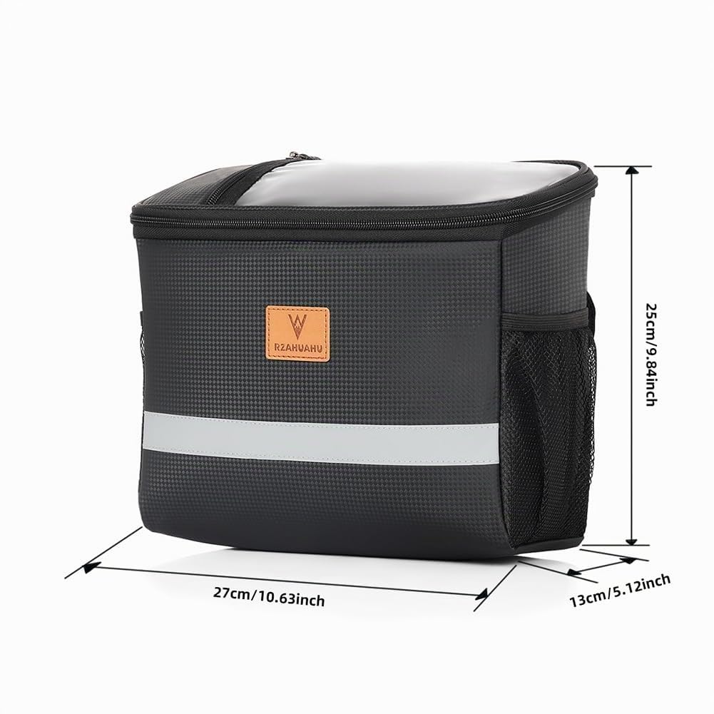 Borsa anteriore da 8L per bicicletta, grande capacità, touch screen, impermeabile, con striscia riflettente, per mountain bike, bici da strada