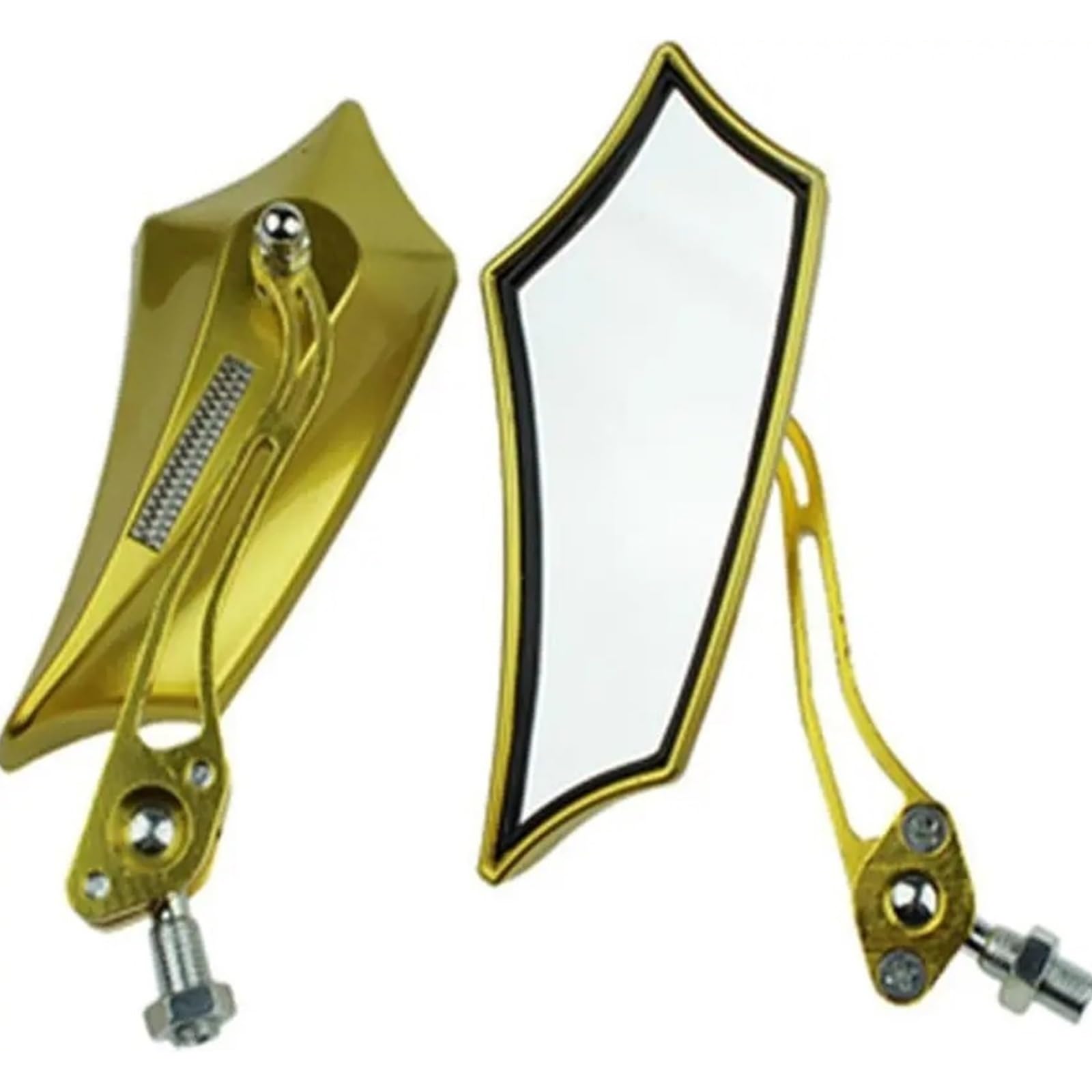 UTLODY motorcycle mirrors For Universal Motorcycle Motorbike Bike 8mm 10mm Rear View Side Scooter ATV Bicycle Rearview Mirrors With Adaptor bar end mirror(Gold)