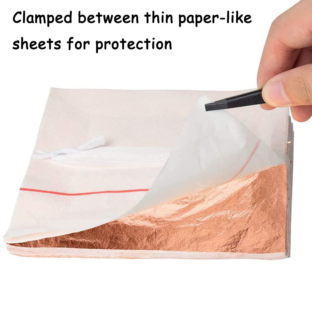 Wwmstlkx 100 Pieces Rose Gold Gilding Foil Paper, Metallic, Rectangular Sheets, 14 x 14 cm, for Decorative Crafting, Art - Image 4