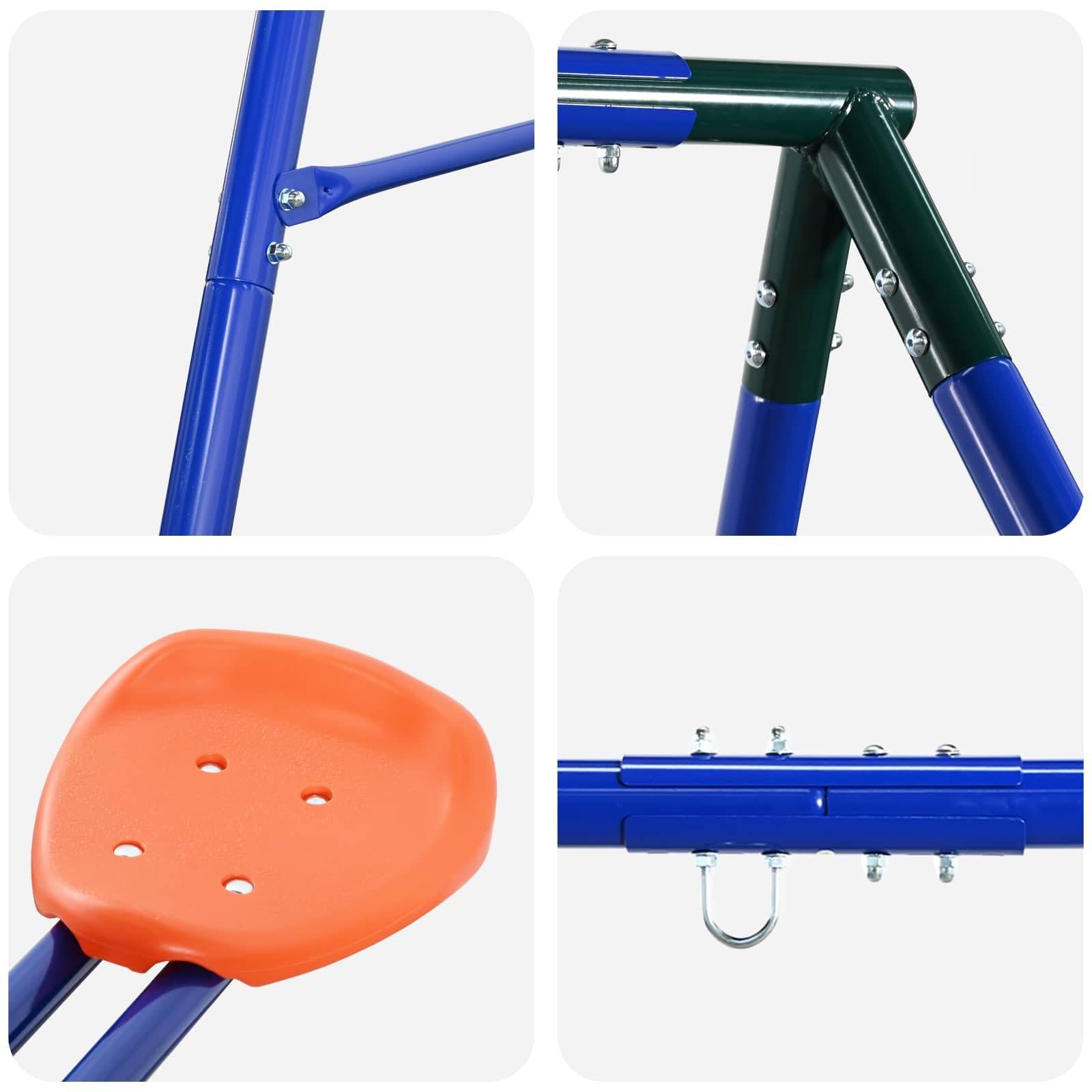 vidaXL Blau, Grün, Orange Stahl und PE, Moderner, wetterfester Spielplatz für den Garten, robuste Stahlrahmen, Schaukeln für Kinder