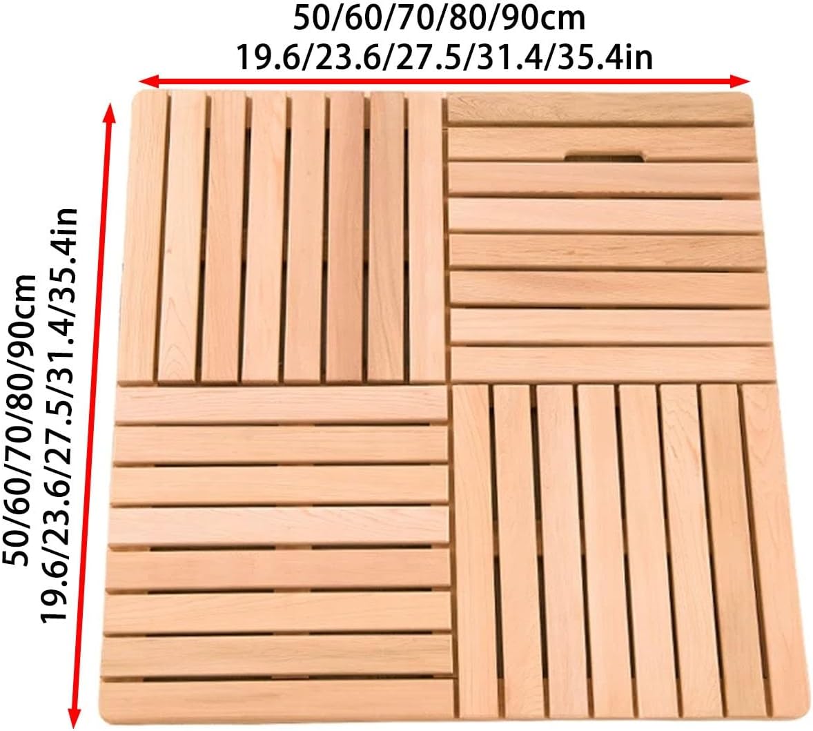Non-Slip Wooden Shower Floor Mat, Square Bath Mats for Non Slip, Large Shower Mat Slated Platform, Raised Comfortable Board, for Tub Flooring Decor(Light Brown,27.5x31.4in/70x80cm)