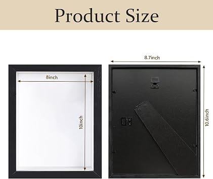 Shadow Box Frame 8x10 - 3 Pack Wood Deep Shadowbox with Glass | Shadow Boxes Display Cases Suitable for Photos, Dried Flowers, Handicrafts Picture Frames for Wall (Black)