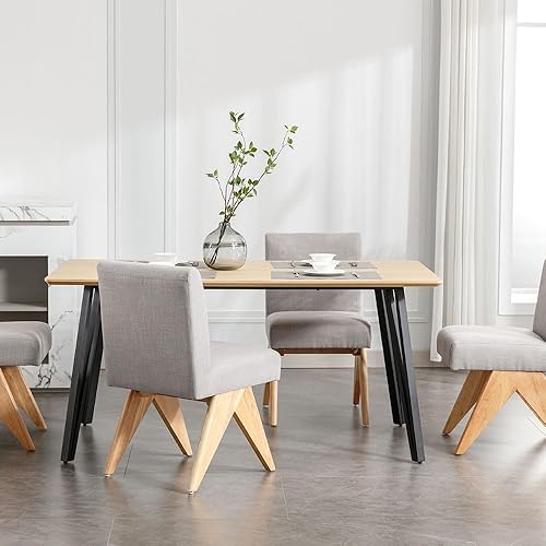 Miniatura 5 de Wahson Juego de 2 sillas de comedor modernas tapizadas de sherpa de imitación de mediados de siglo, silla de comedor de tela moderna sin brazos con