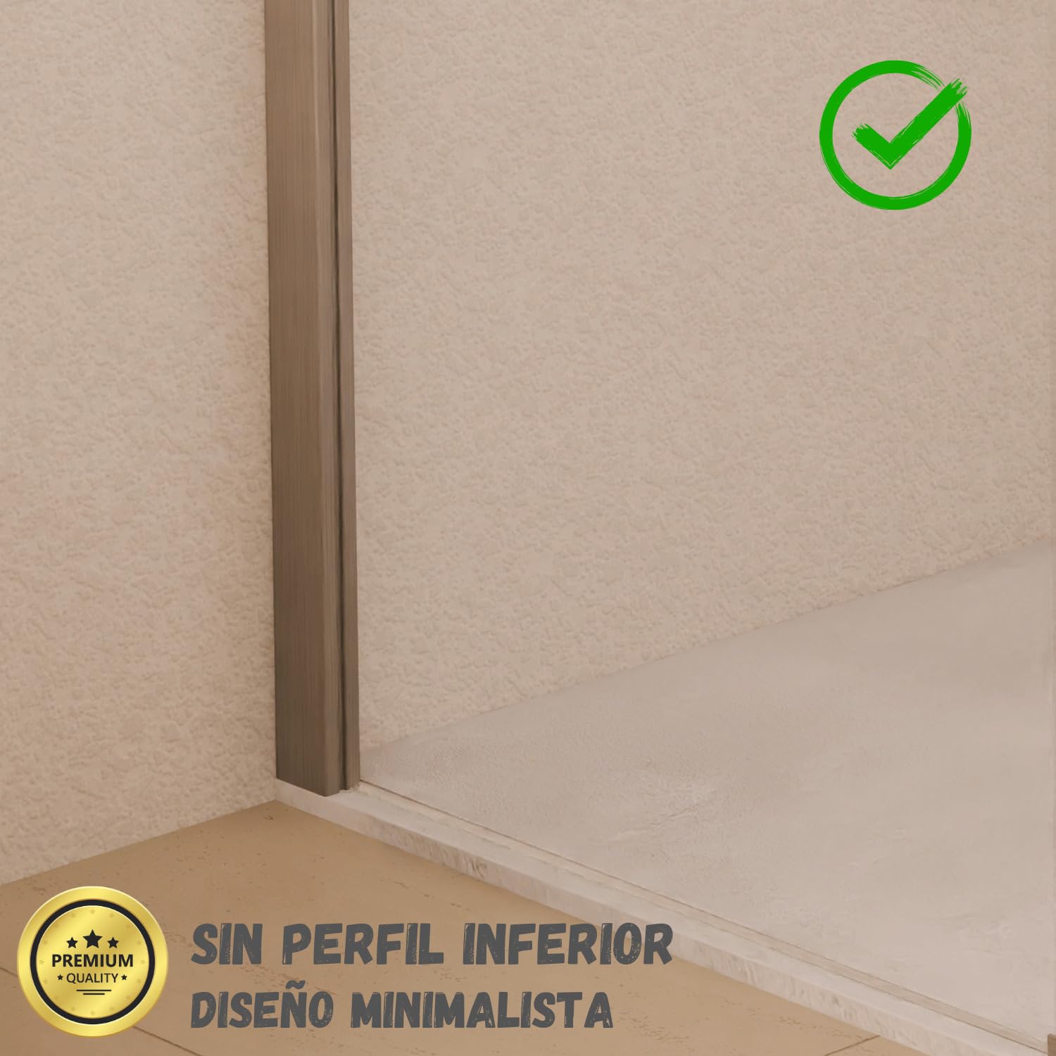 SoulHome Mampara ducha frontal 163,5 a 168 cm x 195cm H, REVERSIBLE, Plata | 1 Corredera + 1 Fijo, Sin Perfil Inferior, Vidrio transparente de seguridad 6mm, tratamiento antical, Medida 165cm