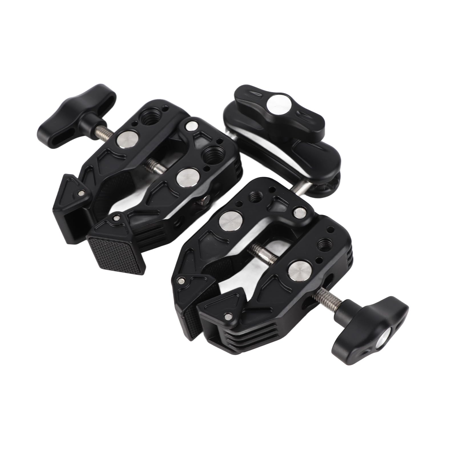 Abrazadera de Cámara Dual, Soporte de Aluminio de Rotación de 360 ​​Grados con Zapata Fría de Interfaz de 1/4 y 3/8 Pulgadas para Equipos de Fotografía