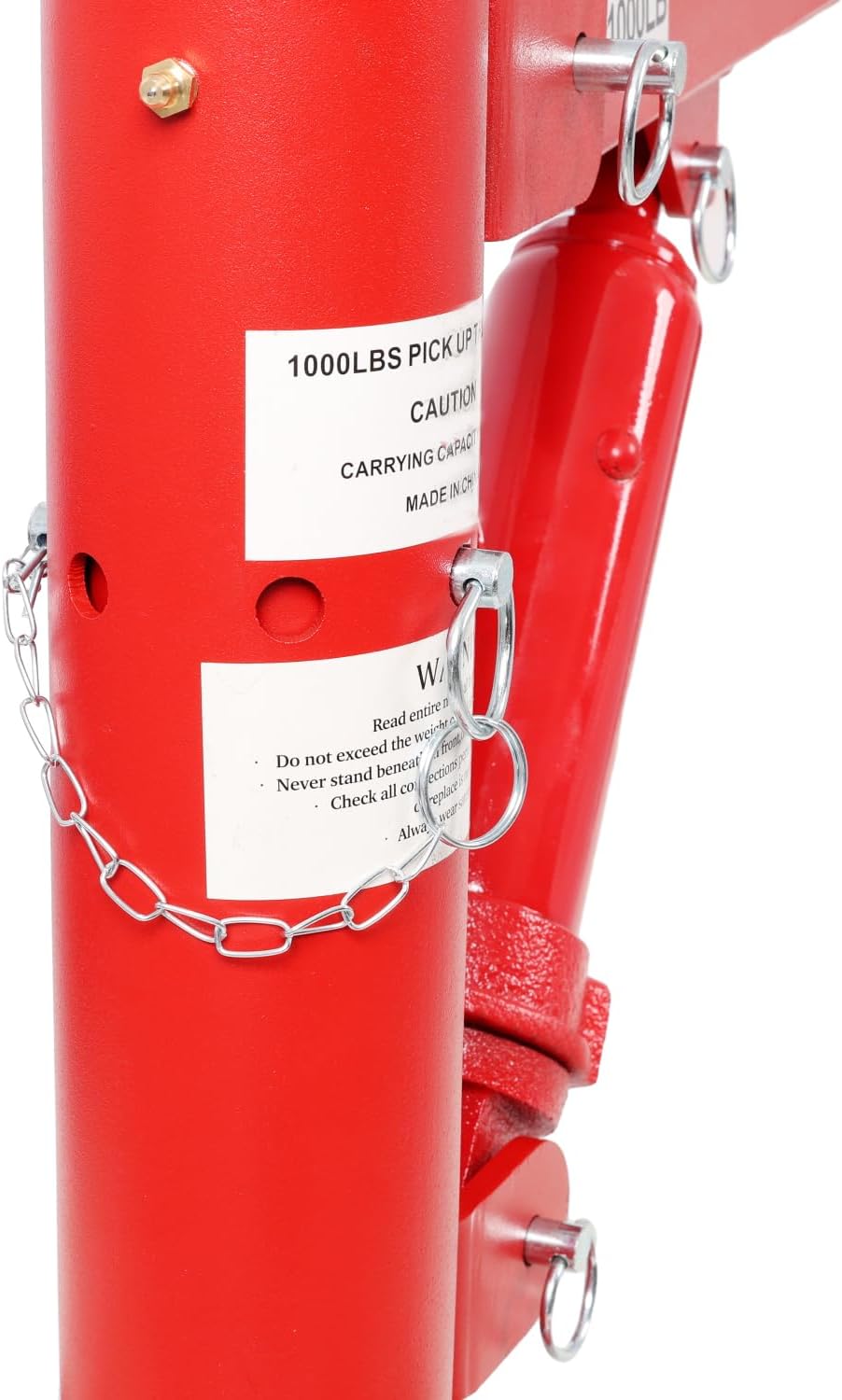 1000lbs Capacity Pickup Truck Extra Hoist Lift Load Jib Crane Steel Red Lifting Construction Forestry Factory Transportation Outdoor-Ready
