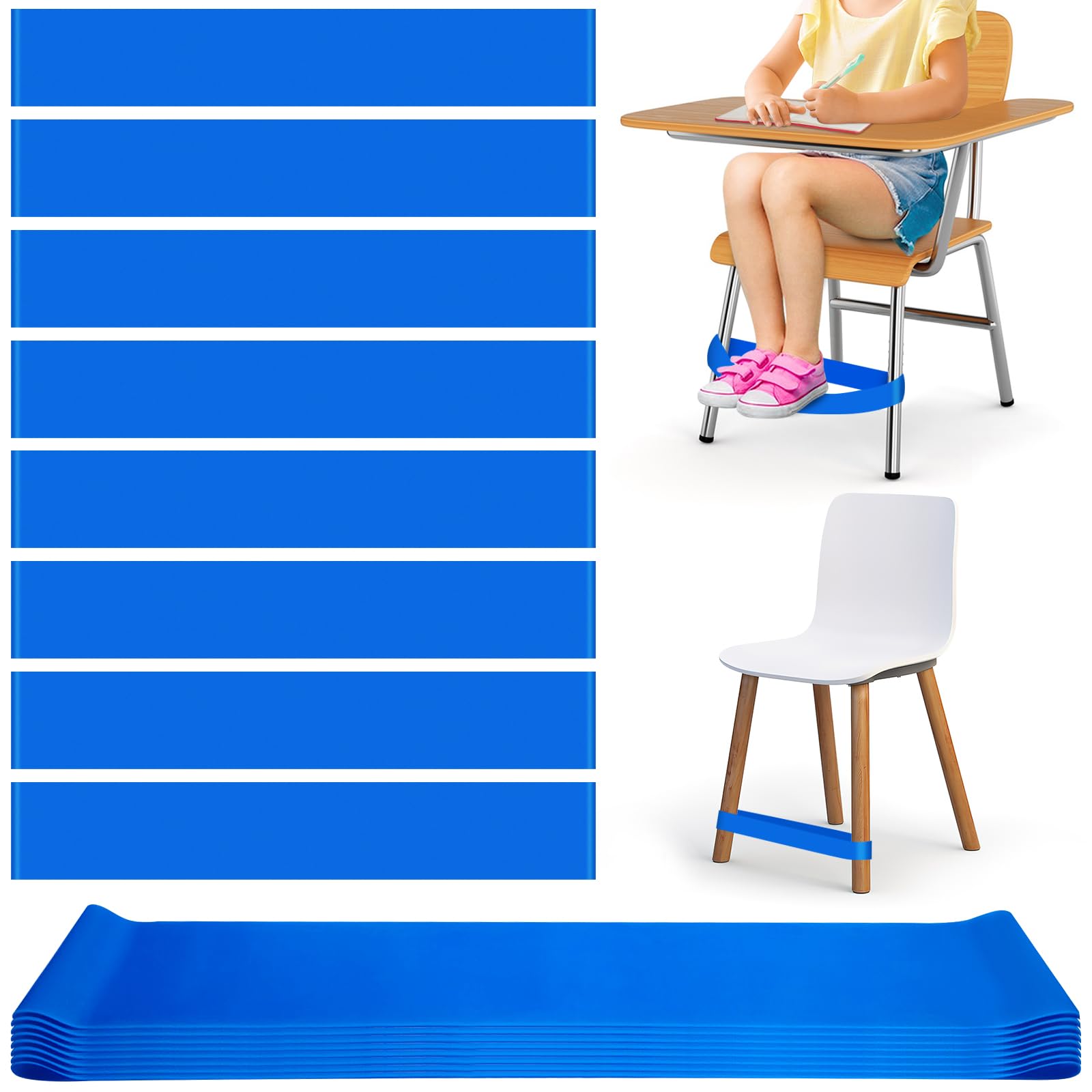 8 Pack Chair Bands with Fidgety Feet ADHD Tools, ROOKEA Fidget Chair Band for Sensory Improve Focus & Reduce Restlessness, Home Must Haves for ADHD