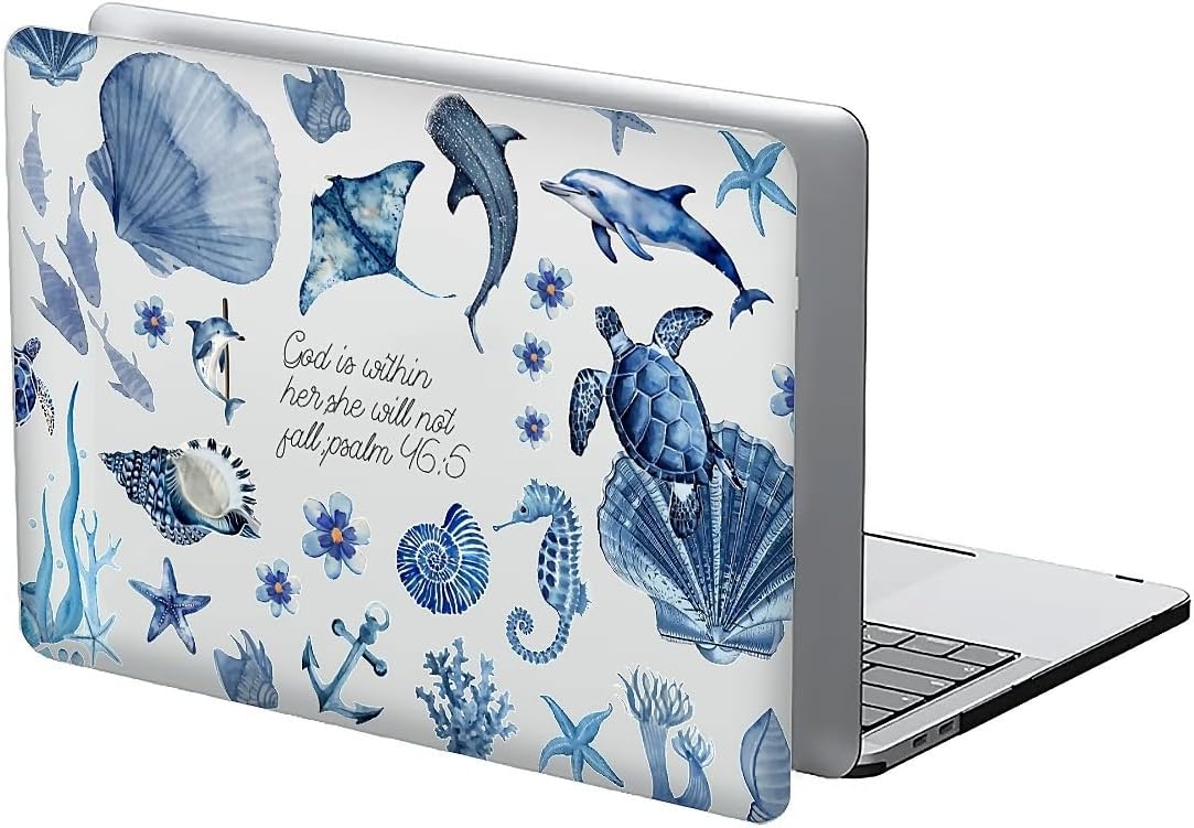 for MacBook Air 13 Inch Case,Clear 2022 Version of M2 A2681/A3240 Plastic Hard Shell Computer Case Ocean Turtle Shell Collage Pattern
