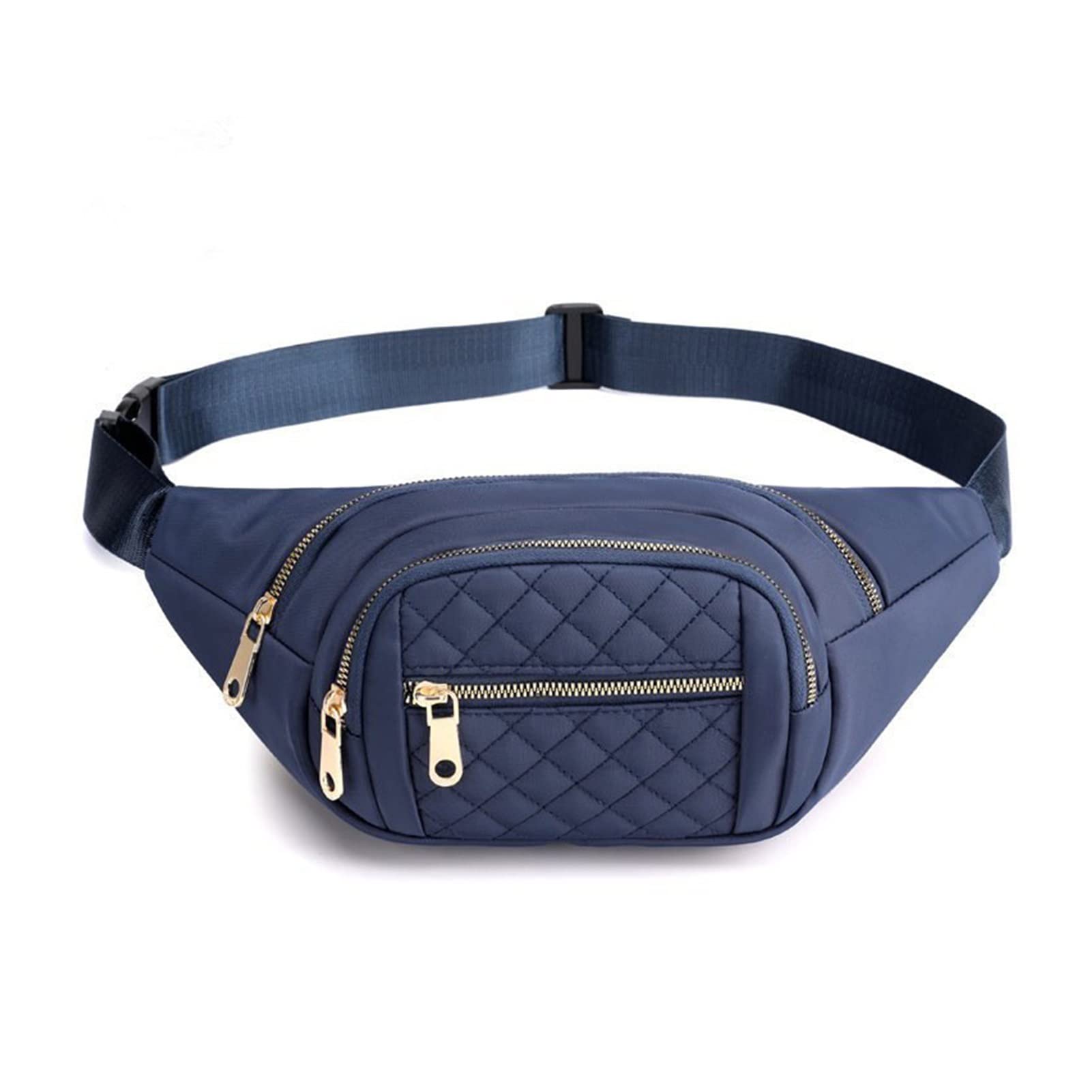 Frauen Taillenbeutel Oxford Stoff wasserdichtes Gürtelbeutel Multi Reißverschluss Design Crossbody Chest Bag Frauenpaket Bananen Hüfte Geldbeutel (Color : A Blue)