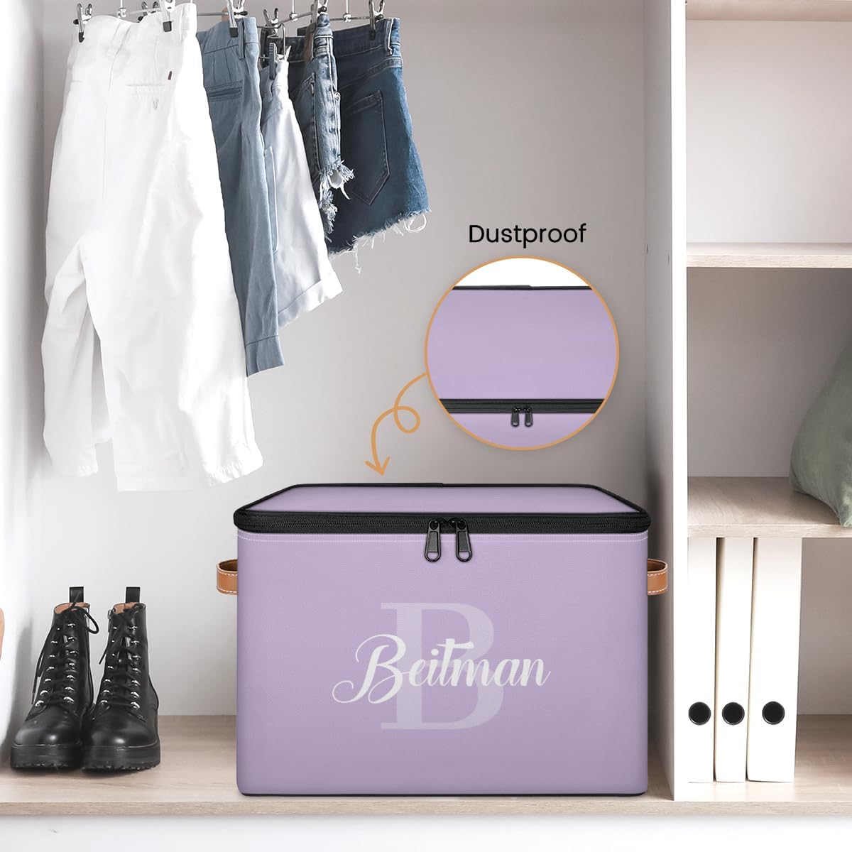 Storage-Bins-with-Lids Handle Customized Closet Stackable Cube Box for Kids-Boys-Girls-Toys Under-Bed Collapsibl Basket 2 Pack