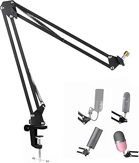 Microphone Boom Arm - Heavy Duty Suspension Boom Scissor Adjustable Microphone Mic Stand Compatible with Razer Seiren X and Razer Seiren Mini,Fifine K669B, K670 USB Streaming Microphone