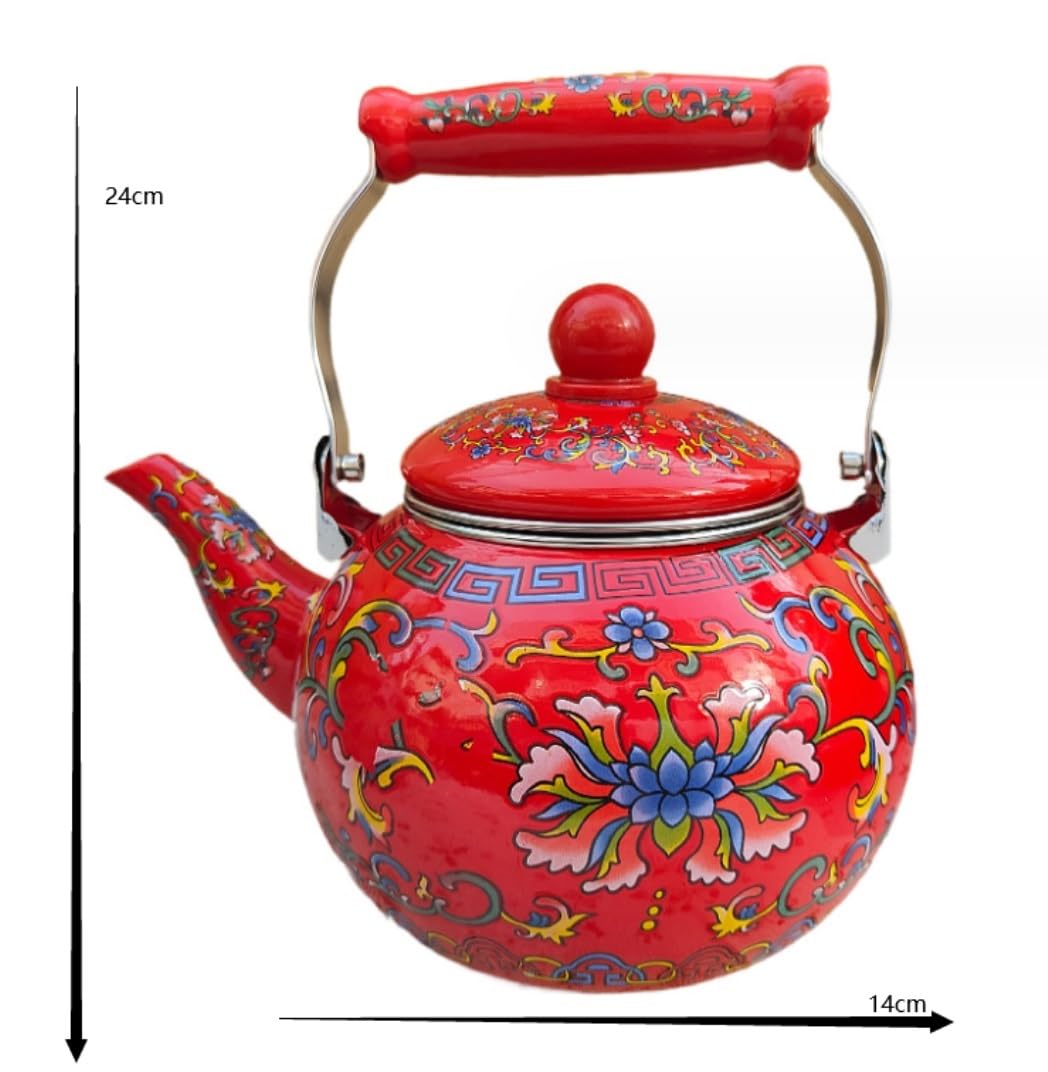 Czajnik Czajnik Do Herbaty Duży Emaliowany Kwiatowy Czajniczek Kwiat Na Stalowym Dzbanku Dzbanek Kawy Z Ceramicznym Uchwytem Naczynia Kuchenne