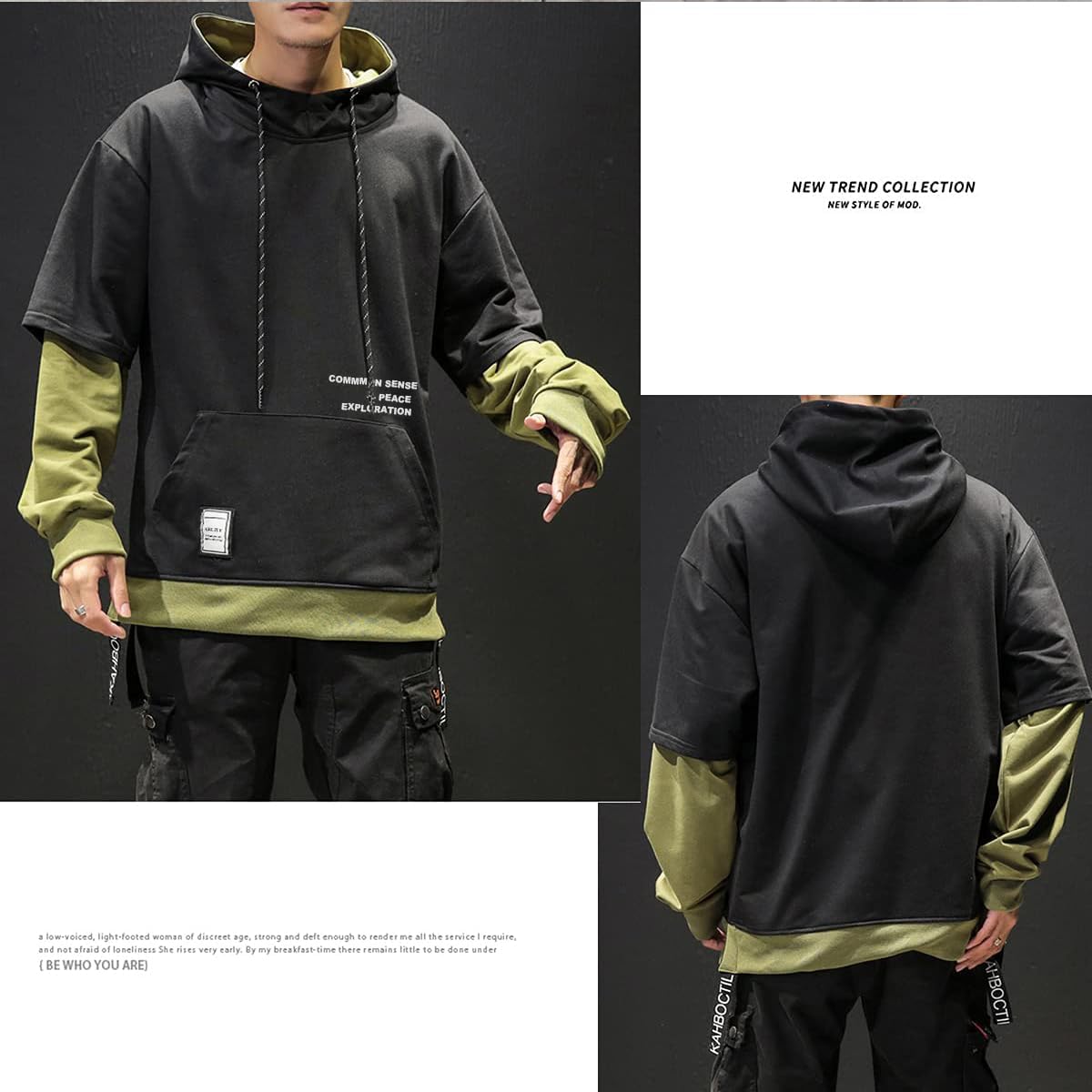 Moshtashio Felpa Uomo con Cappuccio Abbigliamento Felpe Manica Lunga Colori a Contrasto Hoodies Sweatshirt Pullover Tops Autunno Inverno Moda