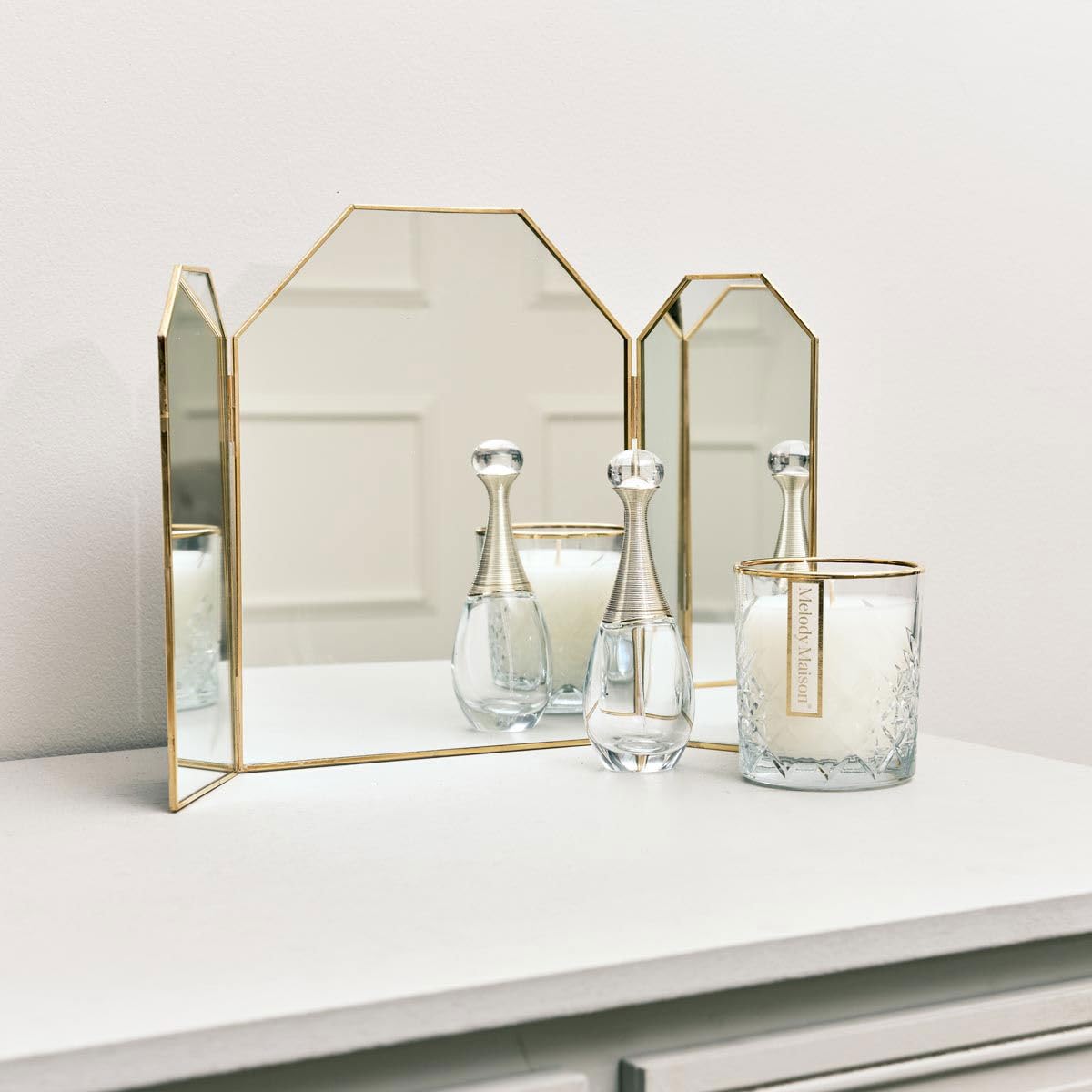 Melody Maison Small Gold Triple Dressing Table Mirror 41cm X | Desertcart  Aruba