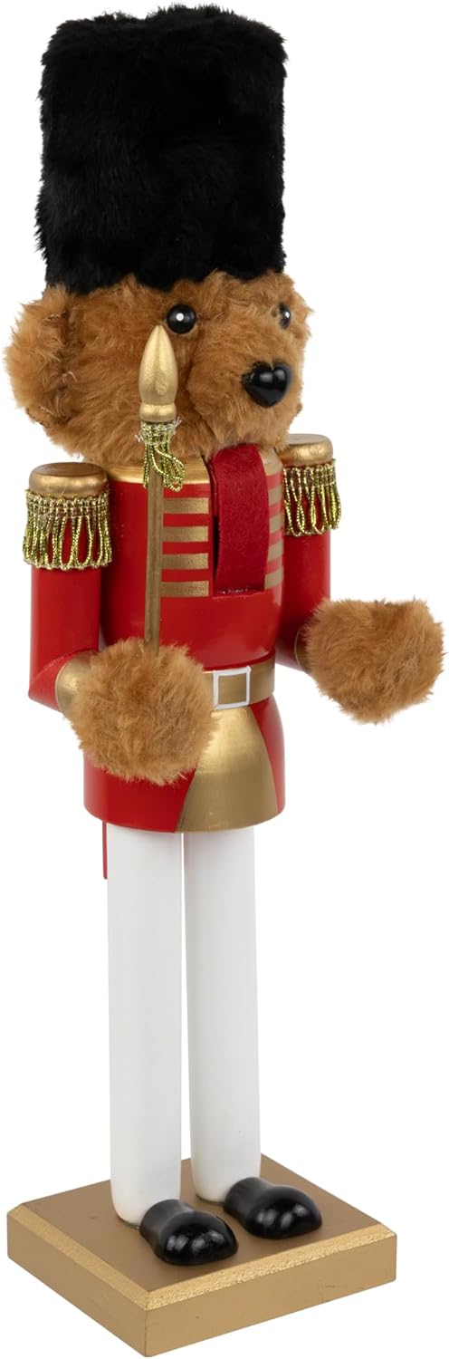 Northlight 14" Red and Gold Plush Teddy Bear Soldier Christmas Nutcracker