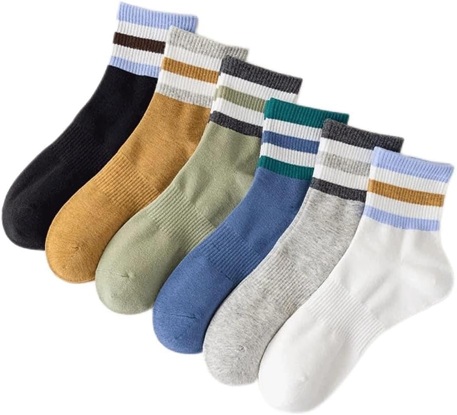 Men's Cotton Socks Short Stripe Ankle Sports Men 6 Pair