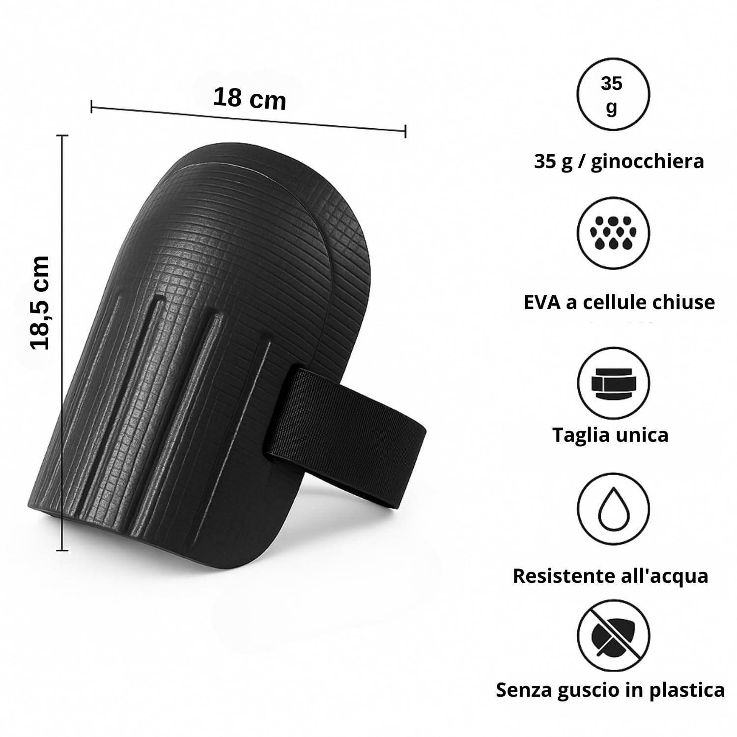 Ginocchiere da lavoro in EVA | Comfort duraturo, assorbimento degli urti | scratch regolabile | Fai da te, piastrellatura, giardinaggio | Coppia leggera e resistente all'acqua | Nero