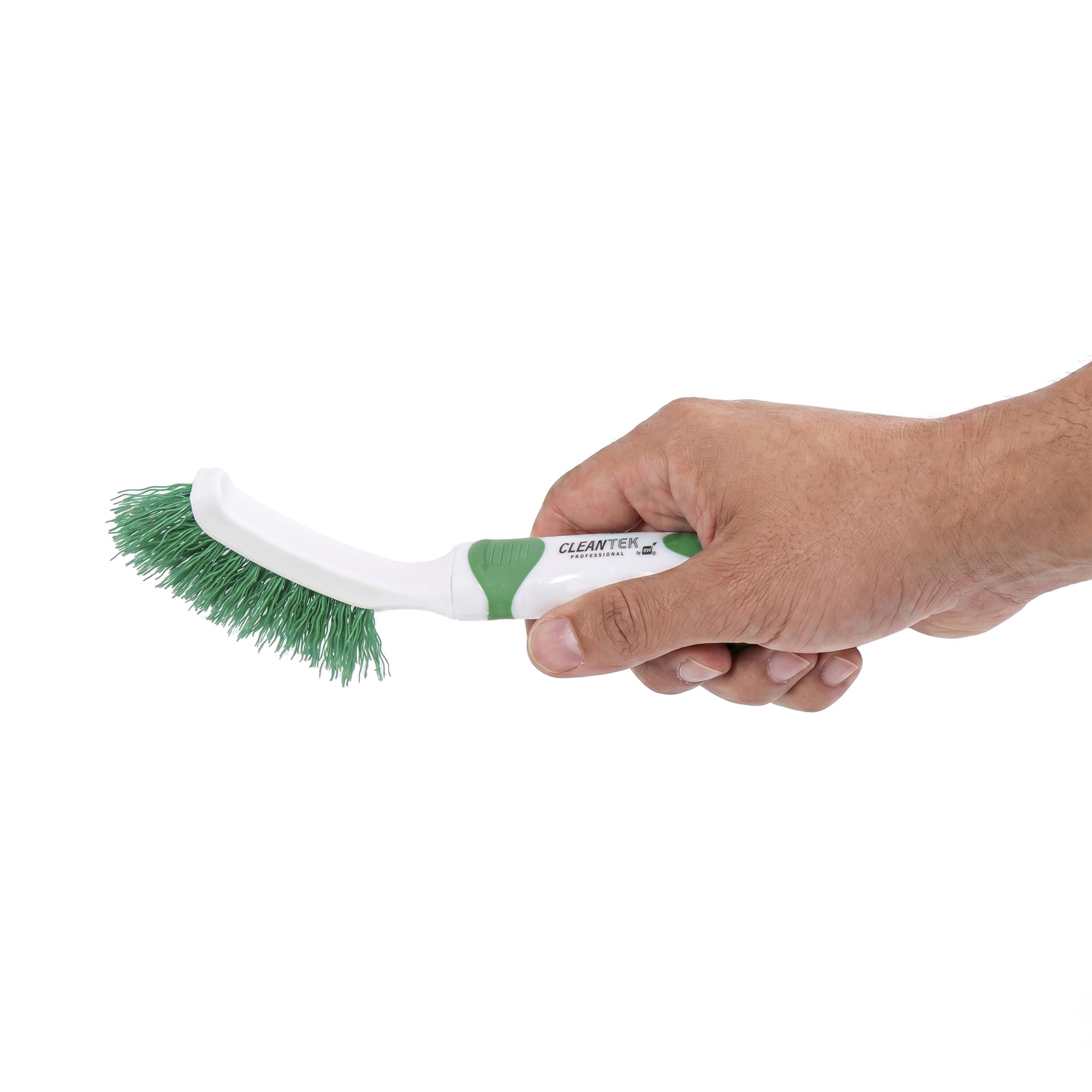 Restaurantware Spazzola per fughe, confezione da 9 pezzi, setole rigide, manico ergonomico, testa angolata, design stretto, strumento di pulizia in plastica verde e bianco