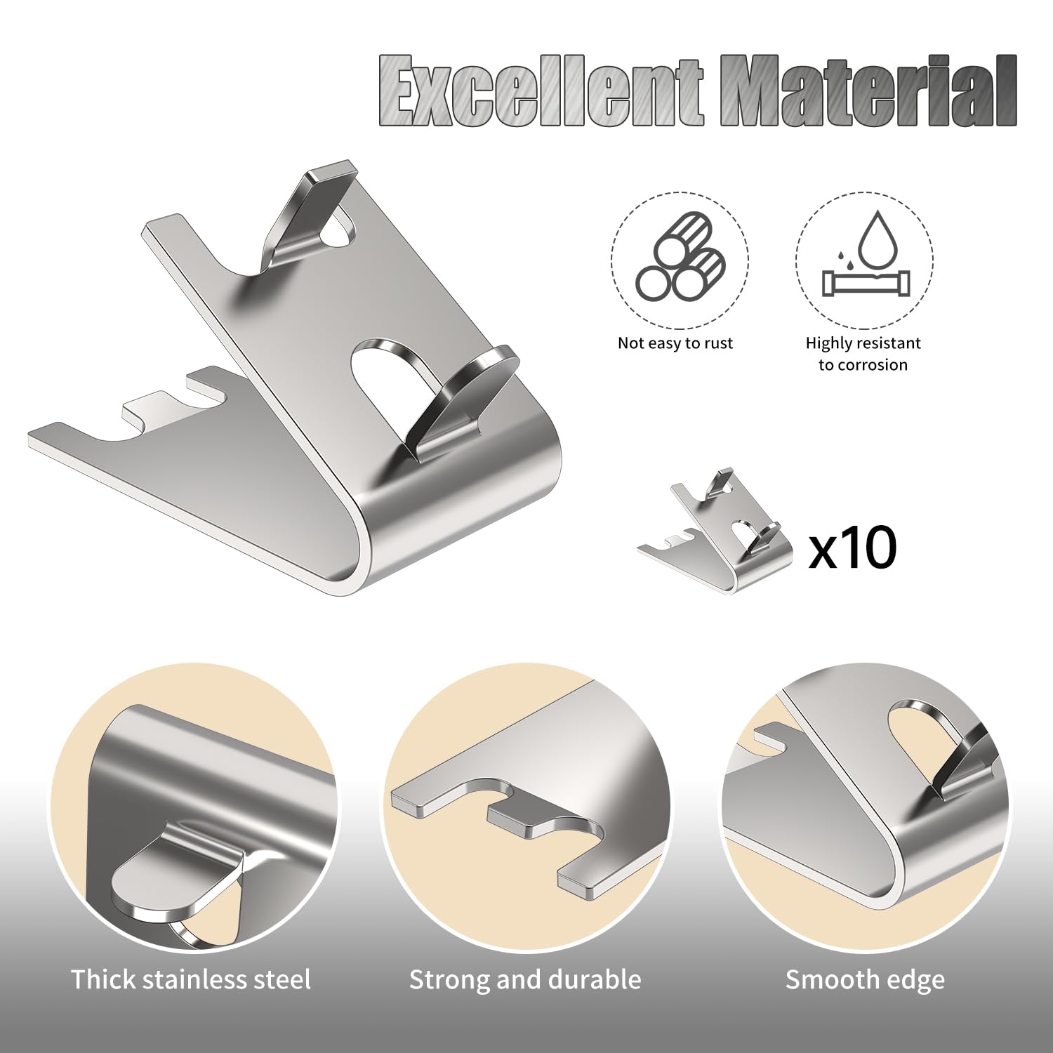 Refrigerator Shelf Clips - Stainless Steel -4