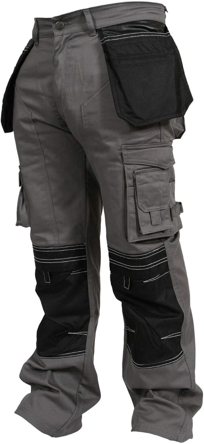SSS Cargo Combat Work Pants for Men Painters Pants Relaxed Fit Double Knee Work Utility Trousers Durable