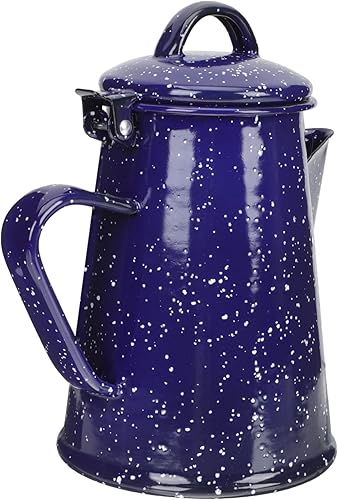 Olla de café esmaltada Caldera de café al aire libre fogata Hervidor vintage Camping Cafetera Caldera de café esmaltado Tetera blanca Tetera de