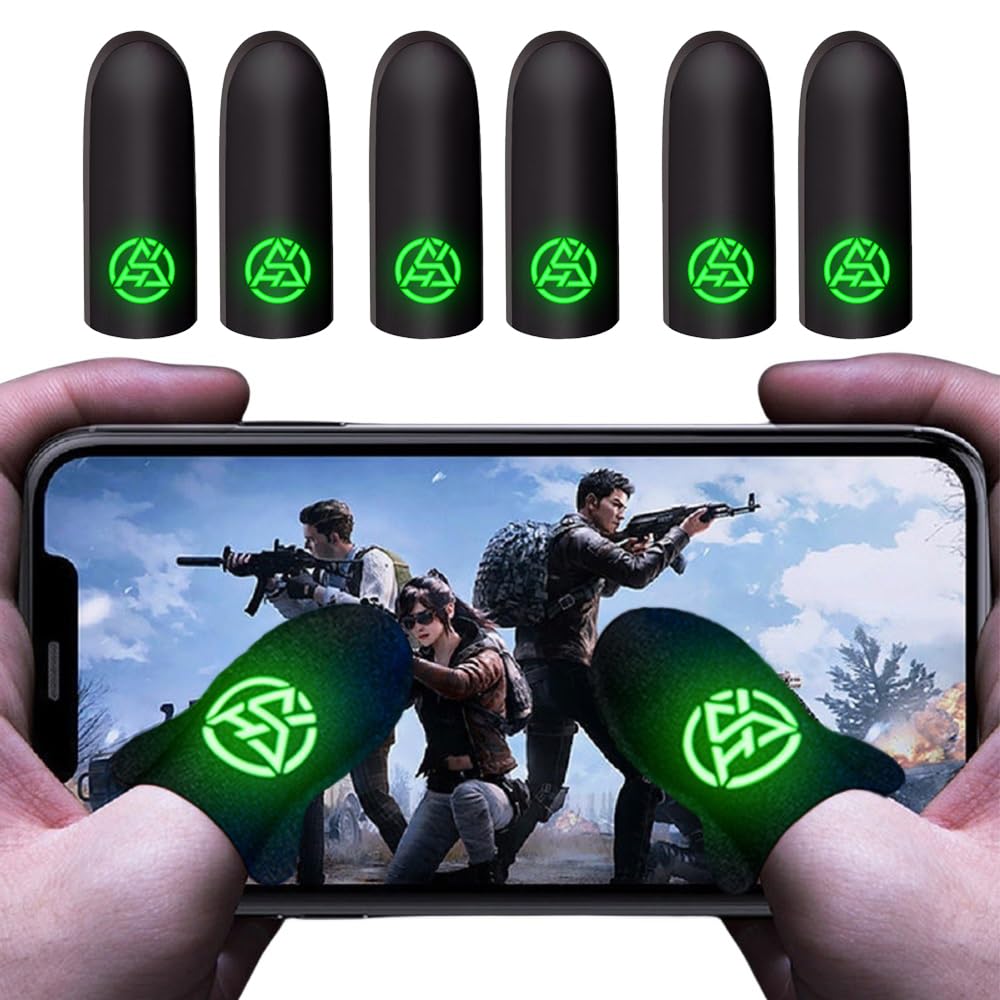 RakizbeGaming Finger Sleeves for Sweaty Hands - High-Sensitive Anti-Sweat Breathable Seamless Touch Screen Thumb Sleeve Gloves for iPad/Mobile PUBG Game Controller