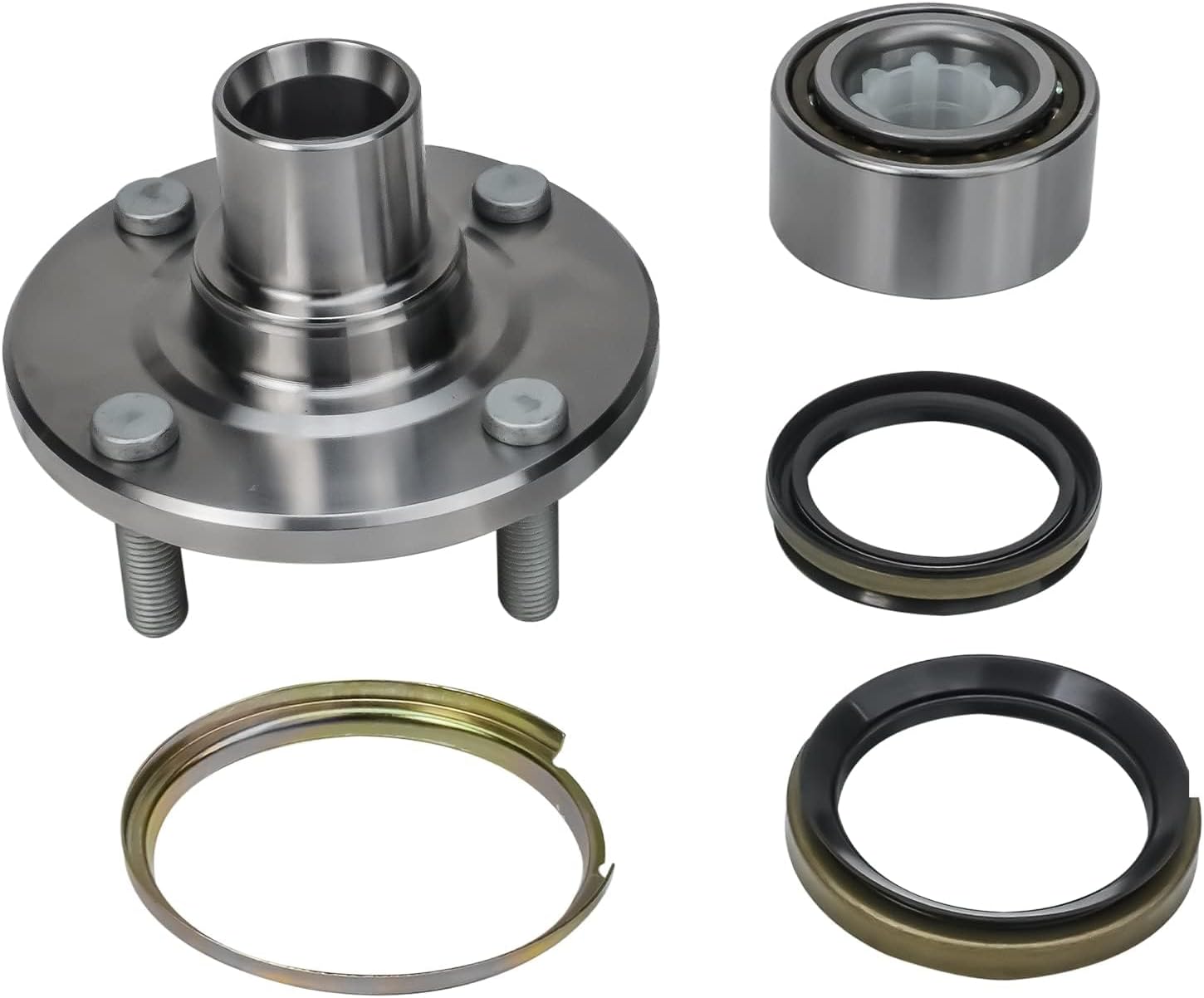 Detroit Axle - 4pc Front Wheel Bearing Hubs Kit for 1993-2002 Toyota Corolla 1993-1997 Geo Prizm 1998-2002 Chevrolet Prizm [w/o ABS Brakes] 2 Wheel Bearing Hubs Assembly 2 Sway Bar Links Replacement