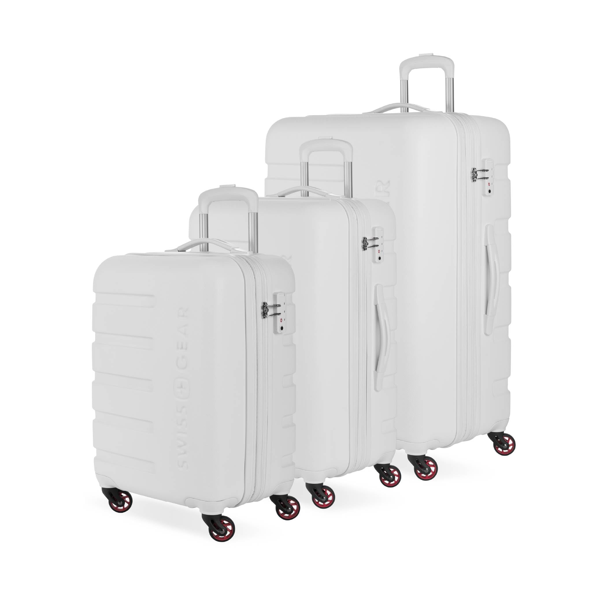 SwissGear 7366 Signature Hardside Expandable Luggage with Spinner Wheels, TSA Lock, Cup-Holder, White, 3-Piece Set (19/23/27)