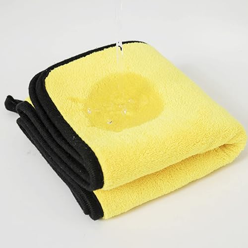 Miniatura 4 de Toallas absorbentes de agua para perros, gatos, nanofibra, secado rápido, bata de baño para mascotas, color amarillo, talla S