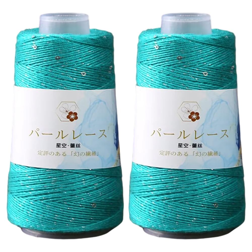 50g x 2 Rolls Cotton Yarn Sequin Knitting Yarn Glitter Crochet Threads Cotton Hand Knitting Yarns for Knitting Shawl Scarf Sweater Hat Craft Projects