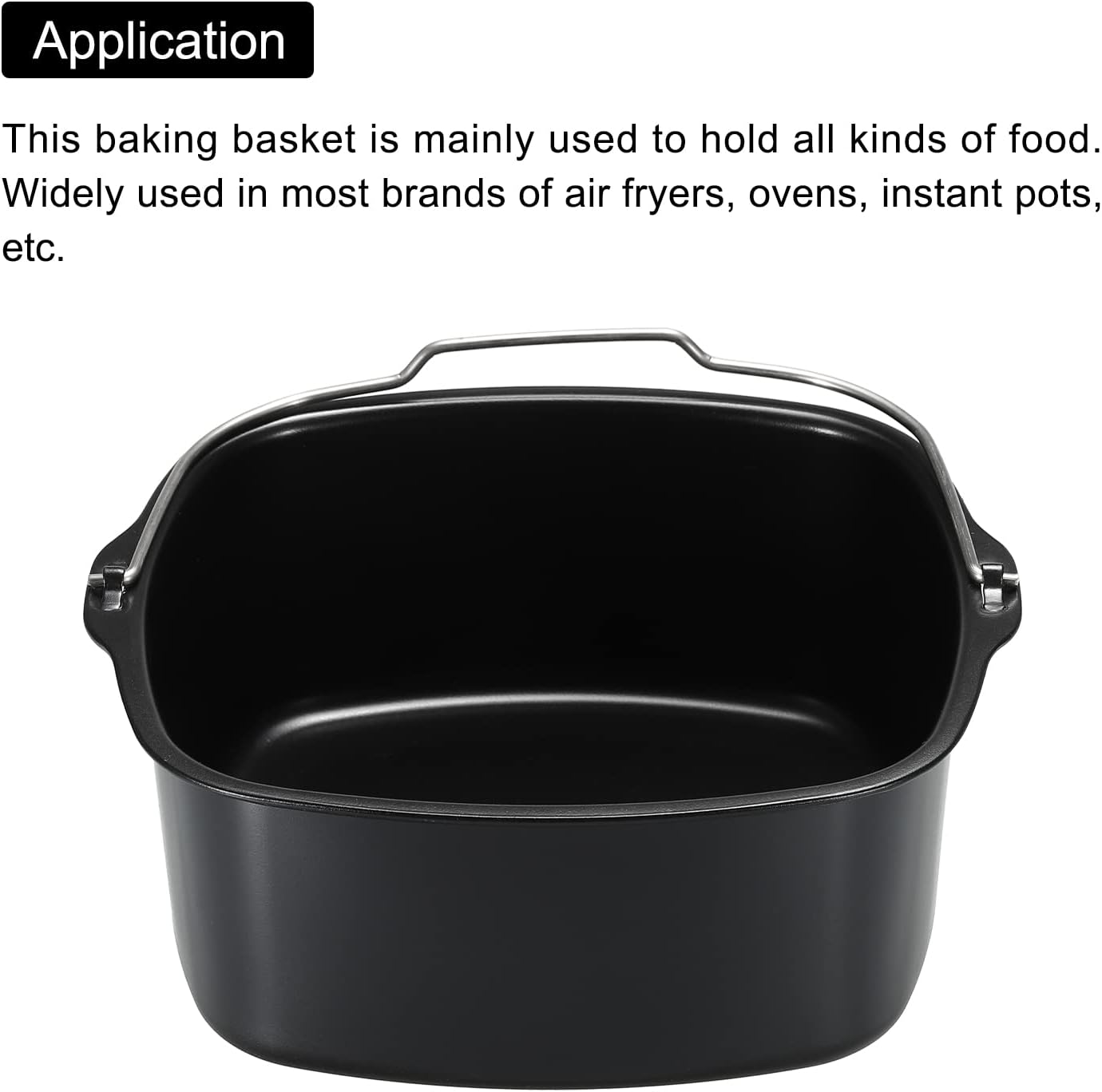MECCANIXITY Baking Pan Universal Air Fryer Accessory Nonstick Coating 7"x6"x3" Stainless Steel for Pressure Cookers, Air Fryers Ovens Black