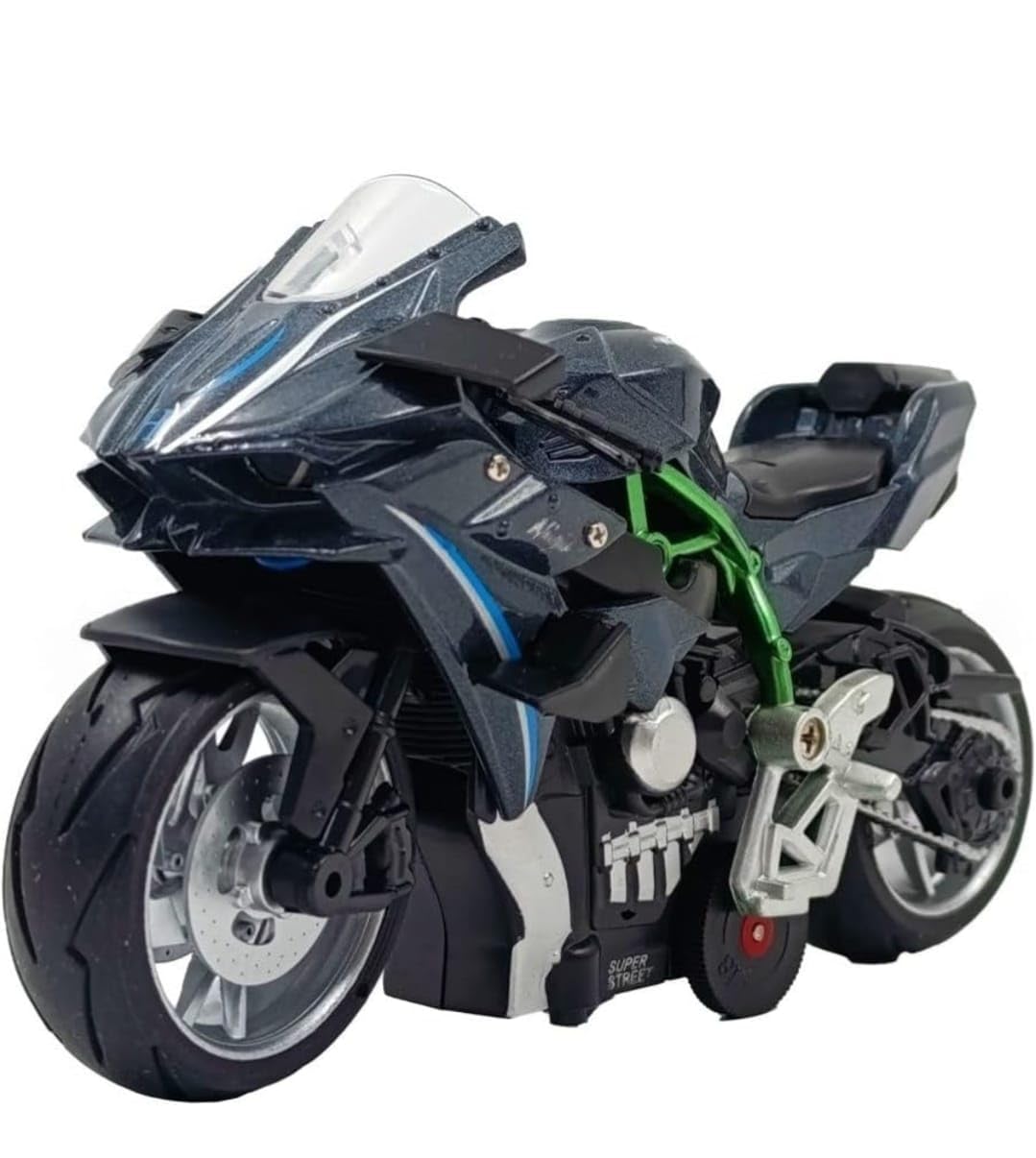 TMW THE METAL WORLD 1:12 Die Cast Pull Back Ninja Motorcycle Toy