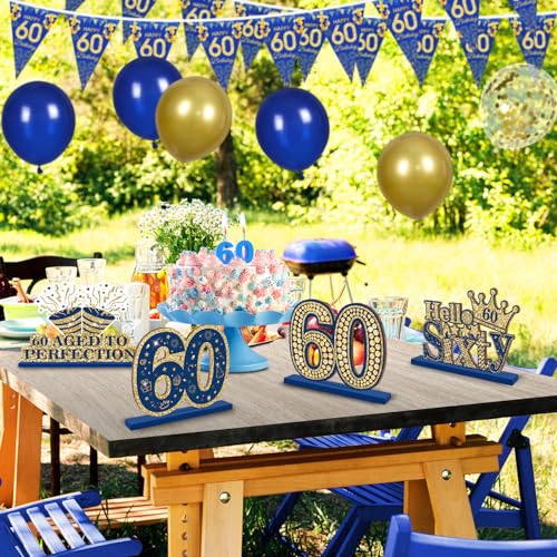 Centre de table 60e anniversaire bleu marine pour décoration de fête - 6