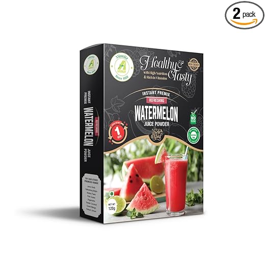 Minnitz Fresh and Delicious Watermelon Juice Powder | Instant Mix | High Protien | |No Added Preservatives | No Chemical 240 g(Pack of 2)