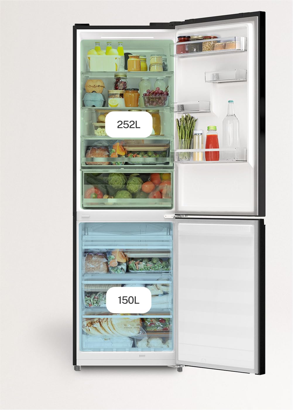 CREATE / FRIDGE STUDIO COMBI PRO 402 / Réfrigérateur combiné 402L sable / 60 x 63,8 x 190,9 cm/No frost, Space Pro et Care+, antibactérien, commande tactile électronique, 158W