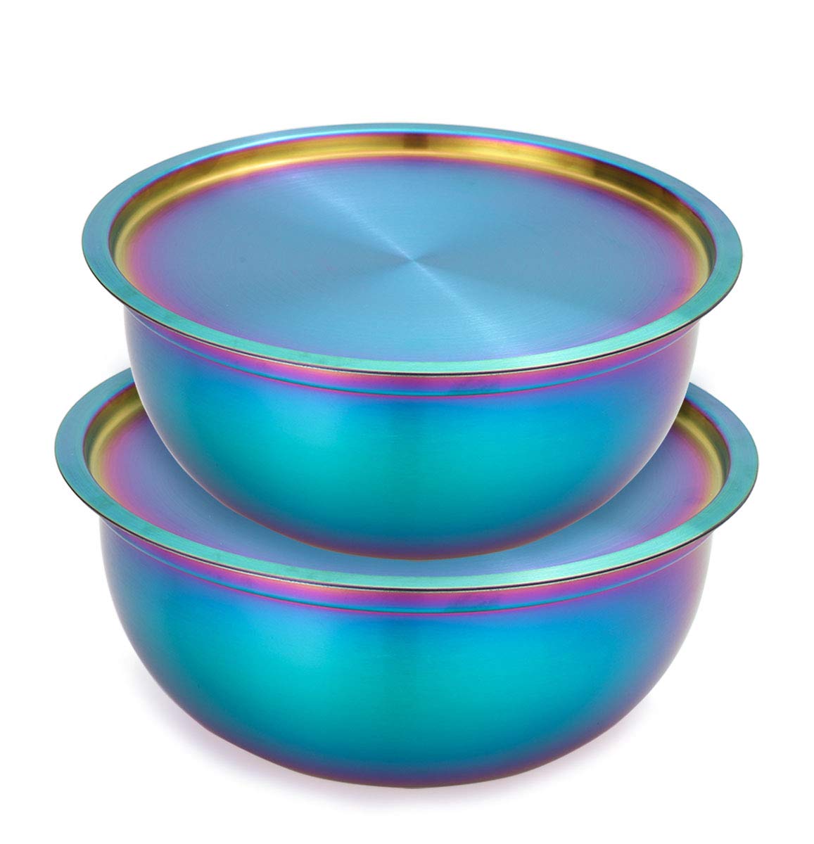 Buy OMGard Mixing Bowl Set of 2 with Lid Rainbow 18/10 Stainless Steel