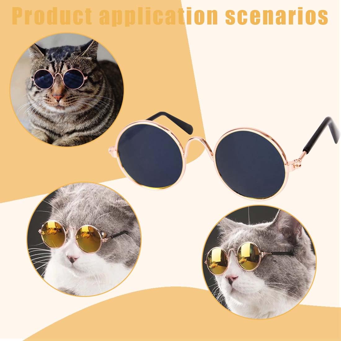 occhiali per cani,occhiali da sole per cani,Occhiali da sole da gatto, Elegante e sofisticato, adatto a cuccioli e gattini, Pet Costume Party, Confezione da 2
