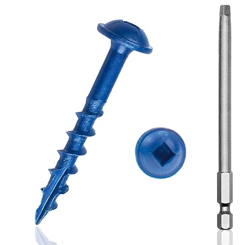 Tornillos de agujero de bolsillo #8 × 1 pulgada, 500 piezas, tornillos de madera exteriores para trabajar madera con revestimiento azul, cabeza