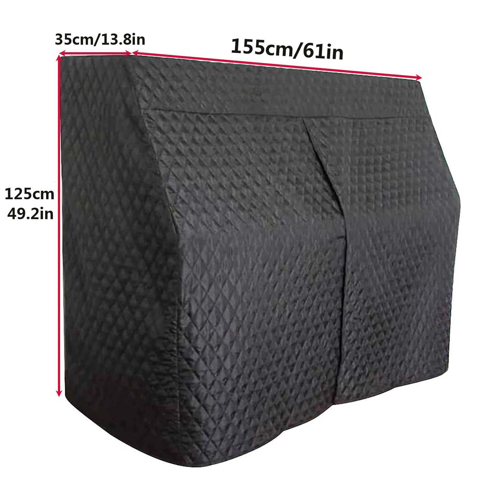 Cutfouwe Copertura Verticale del Pianoforte, Copertura Completa del Pianoforte, Nylon Nero Trapuntato addensa la Decorazione degli Accessori per Pianoforte Resistente all'Acqua (Nero),155x35x125cm
