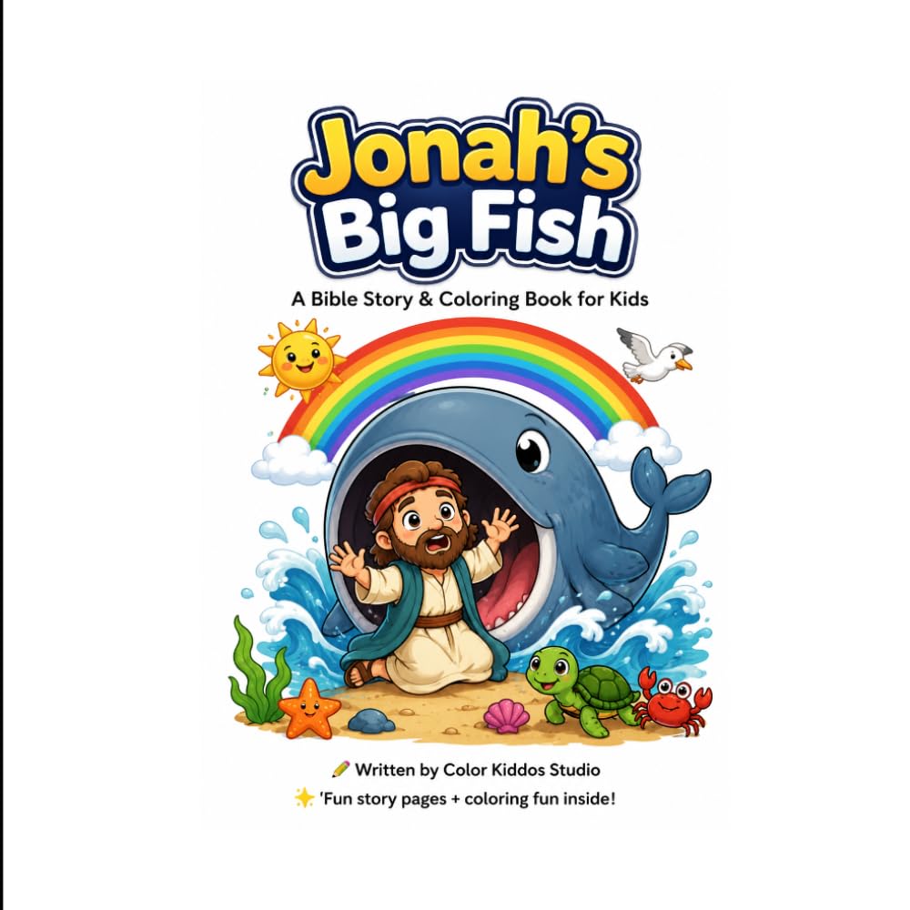 Jonah’s Big Fish: A Bible Story & Coloring Book for Kids