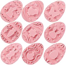 Hemoton Conjunto de 9 peças de cortadores de biscoito de páscoa, mini cortador de biscoito de pintinho de coelho em forma de ovo 3D cortador de biscoito de fondant de Páscoa, moldes de carimbo em relevo para moldes de assar coelho da primavera