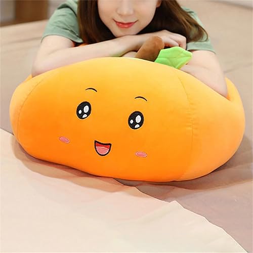 Miniatura 2 de Peluche de calabaza de Halloween, almohada suave de calabaza rellena con sombrero de bruja, decoración de fiesta (hoja verde, 13.8 pulgadas)