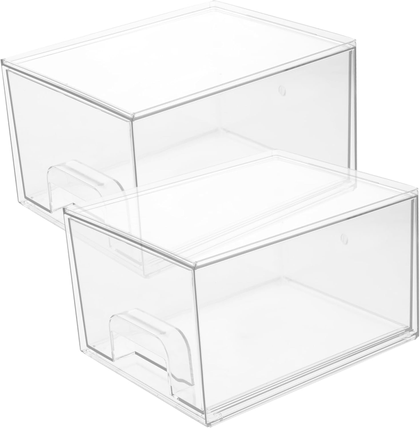 Cabilock 2pcs Stackable Pet Makeup Organizer Drawer Style Cosmetic Storage Box Desktop Storage Organizer for Dressing Room Bedroom Apartment Multifunctional Cosmetic Display Case
