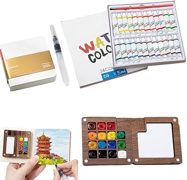 Watercolor Travel Set, 2024 New Paint Palette Travel Kit Mini Watercolor Paint Set, Upgrade Travel Set Mini Portable Watercolor Travel Set 15 Grid