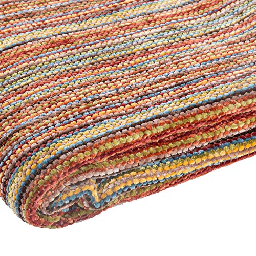 Decomall Decorative Throw Blanket With Fringe Soft Striped Multi Color Throws For Couch Sofa Armchair Bed 50”X 60”, Multi #TOP3