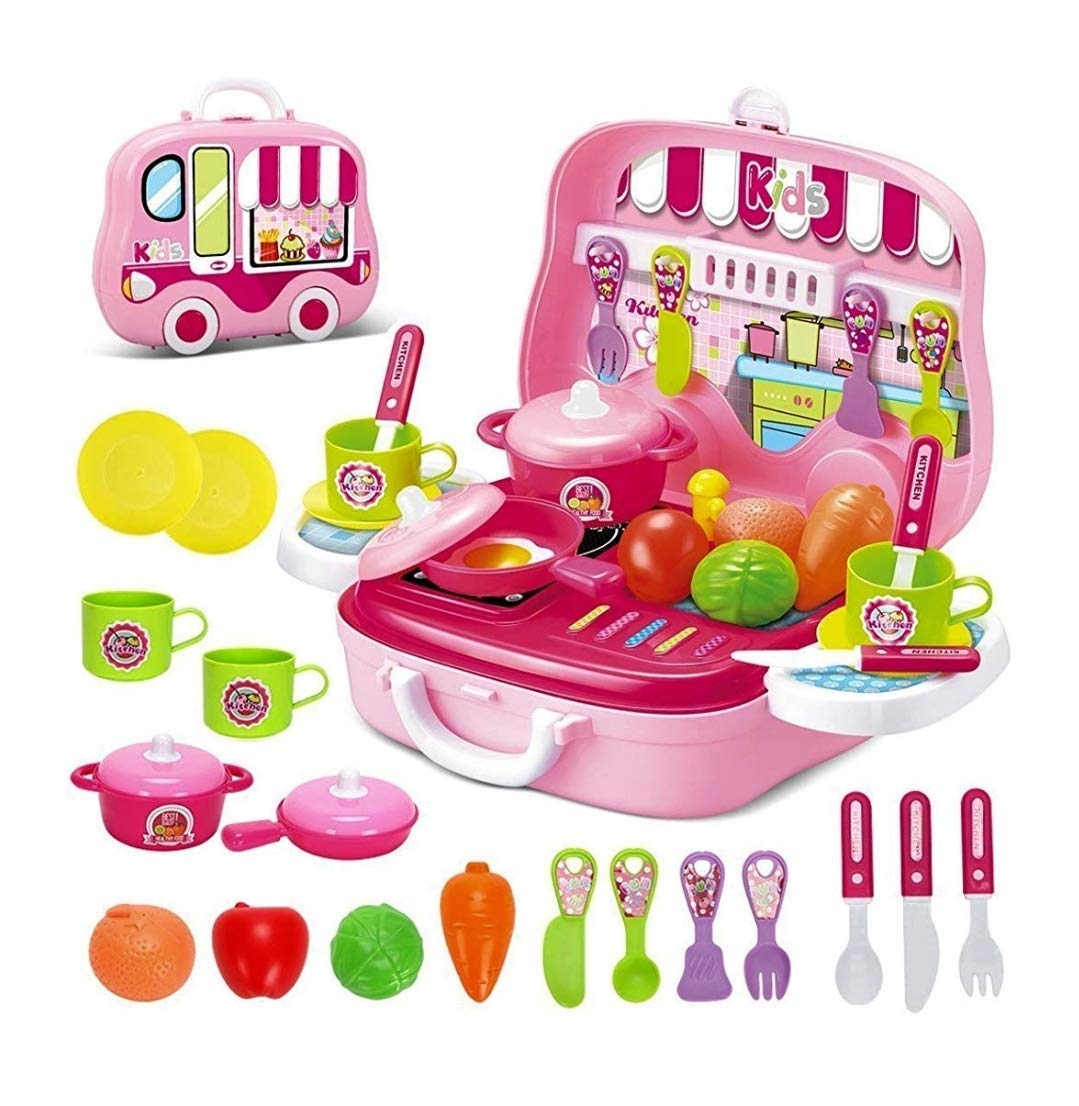 FLIPBOAT Pretend Play Carry Along Kitchen Food Play Set for Girls-Plastic,Multi Color(Pack of 26 Pcs) (B098WRL99H) Amazon Price History, Amazon Price Tracker
