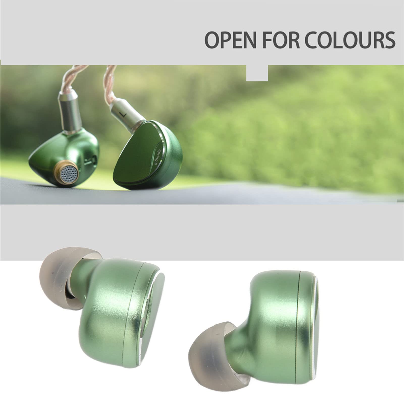 Monitor Douszny Spring2 HiFi IEM z Odłączanym Kablem dla Entuzjastów Muzyki 13 Mm Ceramiczny Metalowy 2 Wkładki Douszne + Zestaw Miękkich Silikonowych Końcówek Dousznych (Oliwkowo-zielony