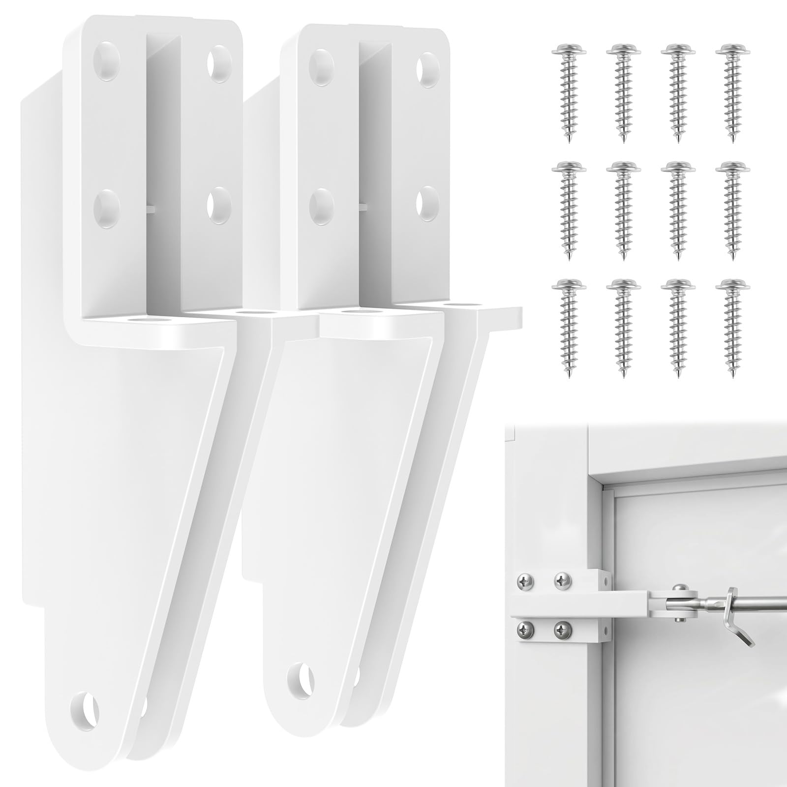 2Pcs Screen Door Jamb Bracket Plastic Storm Door Closer Brackets Hardware Replacement for Repairing Easy to Install(White)